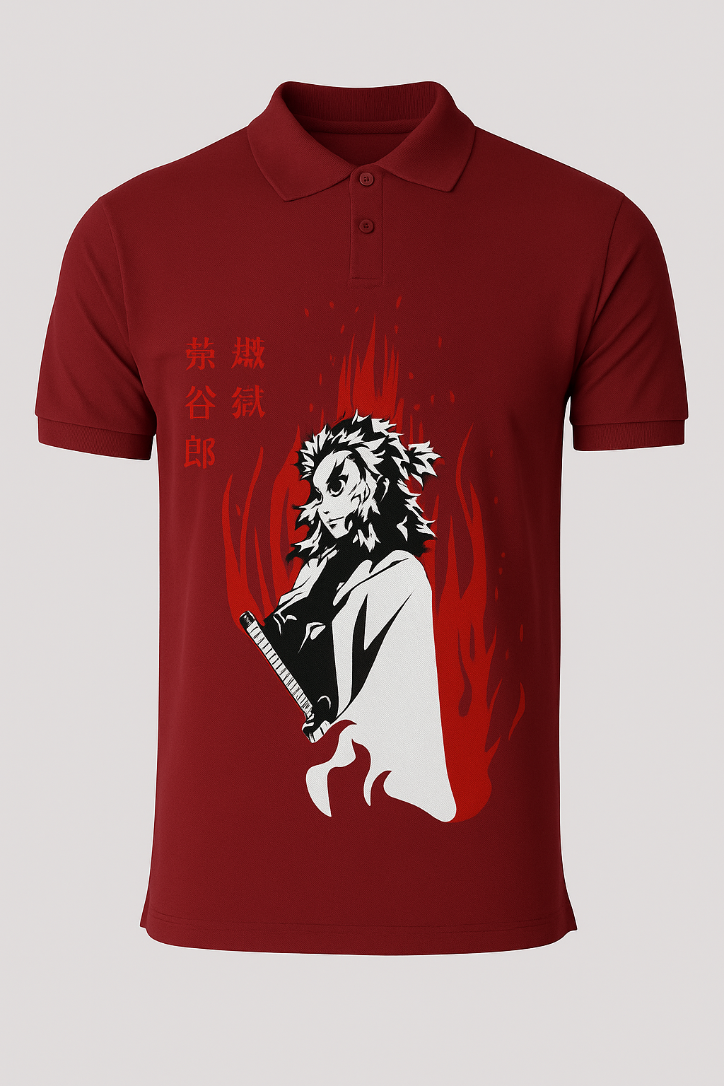 Rengoku Ember Edition Black & Maroon Polo