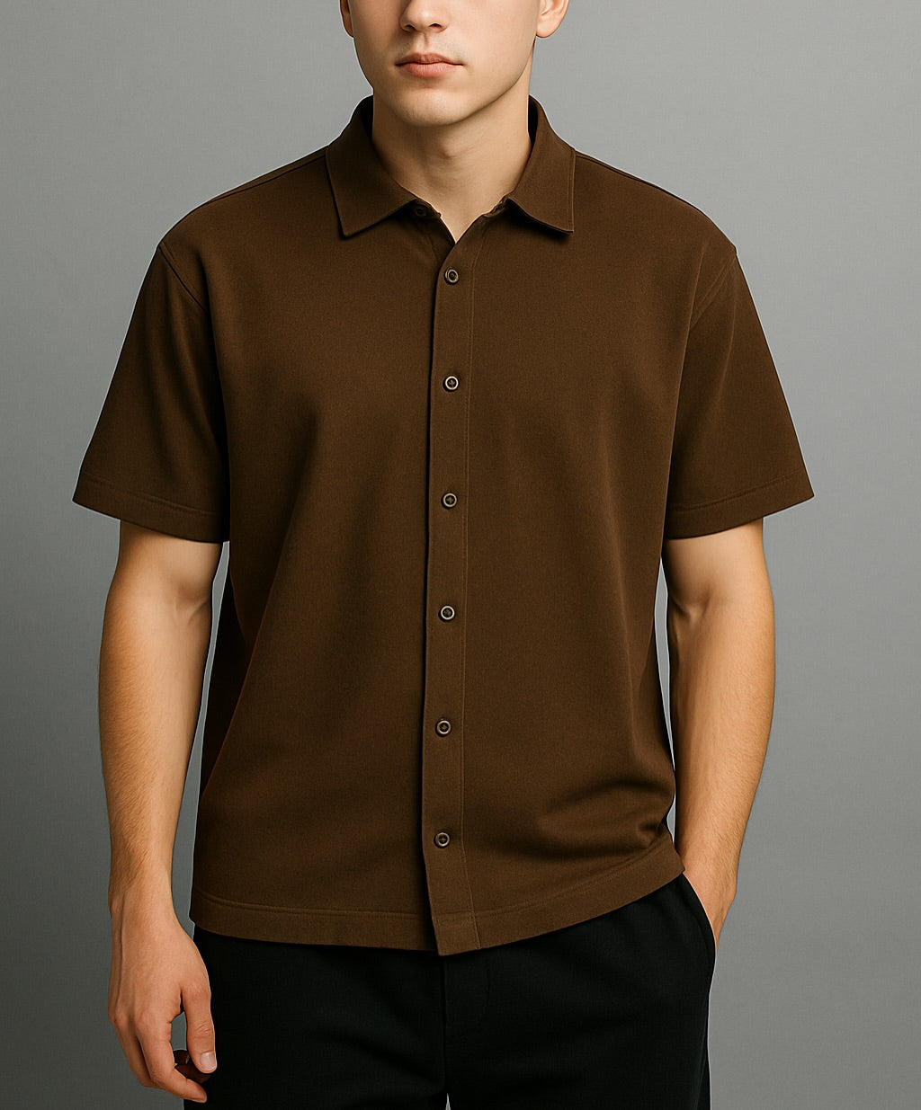 DRIPZA Solid Chocolate-Brown Shirt 240GSM French Terry solid shirt