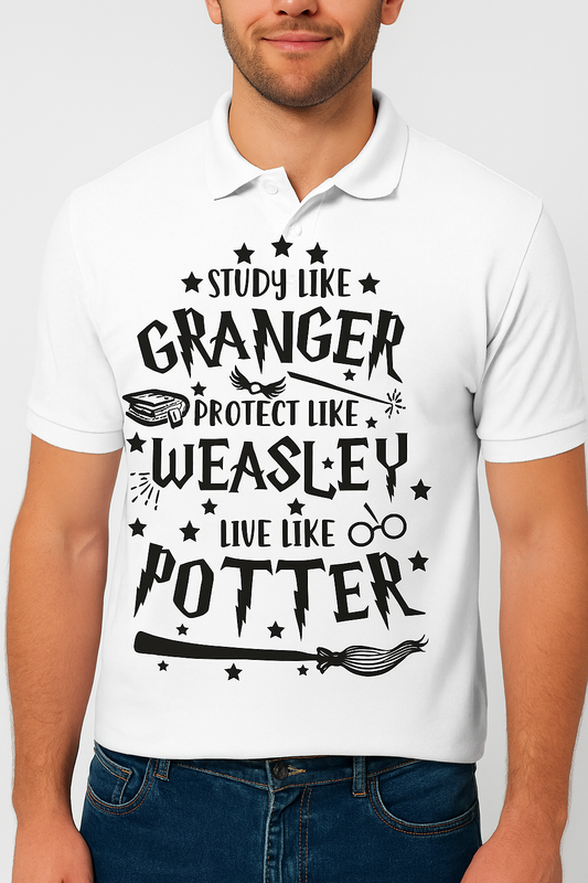 Wizard Vibes Polo – Granger, Weasley & Potter Edition