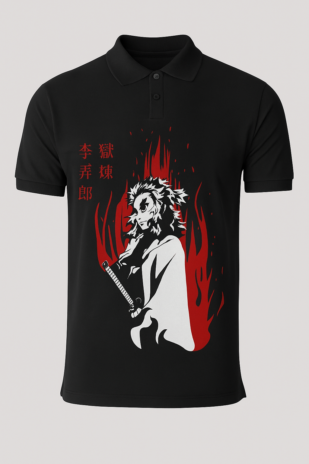 Rengoku Ember Edition Black & Maroon Polo
