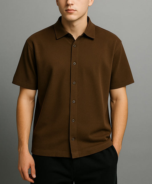 DRIPZA Solid Chocolate-Brown Shirt 240GSM French Terry solid shirt