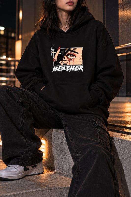 HEATHER — Midnight Gaze Oversized Hoodie